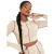 Missy Empire Crop-top voor dames met contrasterende geribde mouwen met split (Steen)