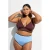 Zizzi reversible high waist bikinibroekje SENYA bruin/lichtblauw