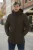 Heren Bruine Leren Gewatteerde Trekking Jas met Capuchon en Puffer Winterjas – Summit