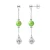 Oor hangers groene cultuur kralen en kristal wit 925 zilver – puur kristal