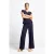 Rich & Royal Crinkled Straight Leg Pants Midnight Blue