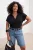 Trendyol Curve Dames Zwart Effen Kort Getailleerd Grote maten Blouses