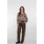 Geisha wide leg regular waist gestreepte casual broek donkerbruin