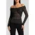 GUESS Marciano By  Gia Ls Ribbed Sweater Top Black Lurex Blac