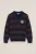 WE Fashion – Jongens gestreepte trui met polokraag en patch – Regular fit – Donkerblauw – Katoen –