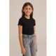 WE Fashion ribgebreid T-shirt met borduursels zwart