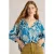 White Stuff Marley Linen Blend Top Blue Print