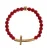 Nialaya Rode Koraal Gouden CZ Kruis 925 Zilveren Armband