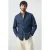 Mango Man regular fit casual overhemd met linnen – blauw