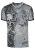 T-shirt met V-hals en all-over skull- en slangprint en suède details