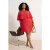 Trendyol Curve Dames Rood Effen Kort / Mini Mouwloos Recht Grote maten Jurk