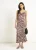 Bordeauxrode midi-jurk met zebraprint en col