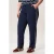 Miss Etam Plus straight regular waist gestreepte broek donkerblauw