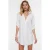 TRENDYOLMİLLA Dames Wit Effen Kort / Mini Driekwart mouw Strandkleding Recht Strandjurken