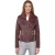 Dames leren bordeauxrode Brando bikerjack – Constantia