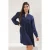 Marineblauwe effen mini-jurk, lange casual jurk