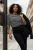 Trendyol Curve Dames Zwart Gestreept Lang Regular fit Grote maten T-shirts
