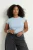 Trendyol Curve Dames Blauw Effen Kort Getailleerd Grote maten Blouses