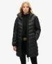 Superdry Vrouwen Gewatteerde Fuji Mid jas met Capuchon Zwart