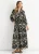 Zwart Ikat Print Tie Waist Maxi Dress