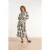 Smashed Lemon Zwart-witte jurk met tropische print en strikdetail |