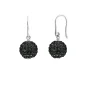Gekleurde oorbellen bollen zwart kristal 10mm zilver 925 – puur kristal
