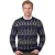 Barbour trui navy groen geprint Grangetown Fair Isle Crew wol