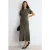 TRENDYOLMİLLA Dames Kaki Effen Midi Kort Bodycon Jurken