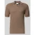 Profuomo slim fit poloshirt van mix van katoen en linnen