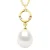 Halsketting Sieraad Diamant 0,01 Ct Geel Goud en Echte Gecultiveerde Zoetwater Parel Peer 9-10 mm