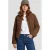 Anytime corduroy gewatteerde jas donkerbruin