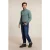 River Woods Basic Cotton Roll Neck T-shirt Long Sleeves Jade Green Mix