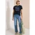 Cecil Dames Shirt met korte mouwen en burn-out look in Blauw