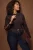 Trendyol Curve Dames Bruin Effen Lang Getailleerd Grote maten Blouses