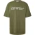 Off White Heren-T-shirt met ronde hals en boekachtige letters (Mos/Wit)