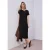 Street One Dames Midi-jurk van geribbelde jersey in Zwart