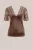 WE Fashion – Dames jersey velvet T-shirt met kant – Kaneelbruin –