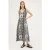 Motivi Long Dress In Ethnic Patterned Voile Black