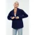 TRENDYOLMİLLA Dames Donkerblauw Effen Lang Oversized Blazers
