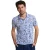 River Woods Custom Fit Cotton-linen Floral Polo Chambray Mix