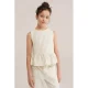 WE Fashion gestreepte mouwloze top rib gebreid zand