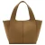 Mango leren shopper lichtbruin