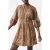 French Connection Leopard Pleat Waist Dress S Camel