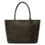 Manfield leren gevlochten shopper groen