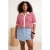 Trendyol Curve Dames Rood Gestreept Kort Regular fit Grote maten Blouses