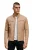 Beige moderne klassieke leren gewatteerde bikerjas voor heren – Mackay