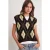 V-hals gebreide sweatervest met ruitpatroon