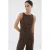 Mango jumpsuit linnen met stippen donkerbruin