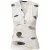 Mouwloze top met V-hals, abstracte stippenprint en gedrapeerde voorkant.