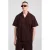 America Today linnen relaxed fit gebloemd overhemd met borduursels – bruin